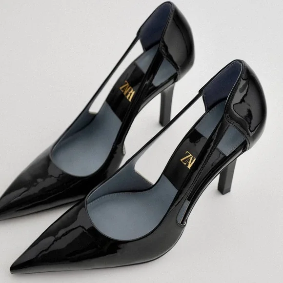 ZARA CUT OUT PATENT POINTED HIGH HEELS 9 - Picture 5 of 13